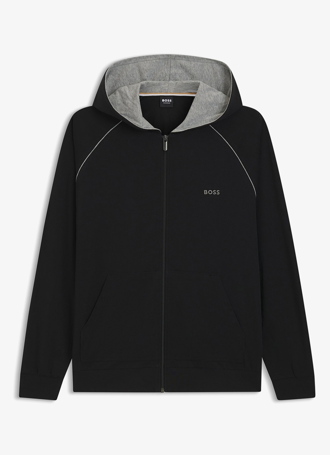 BOSS Mix&Match sweatvest met logoborduring - voorkant zwart