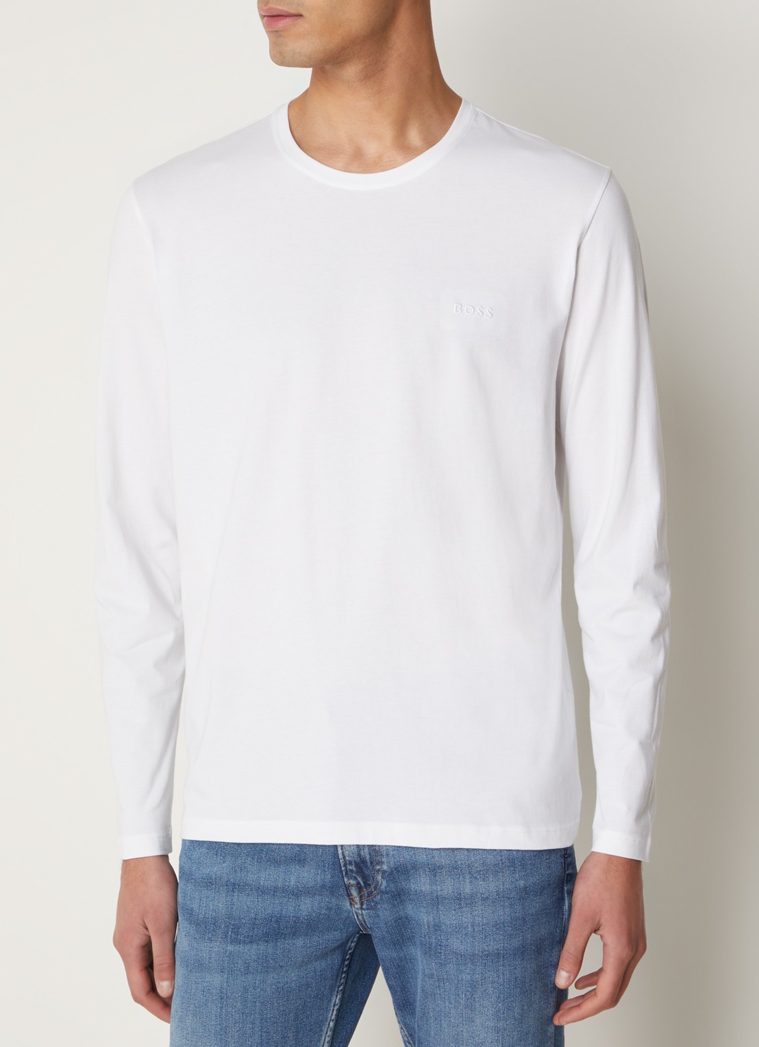 BOSS Mix&Match T-shirt met logoborduring - detail wit