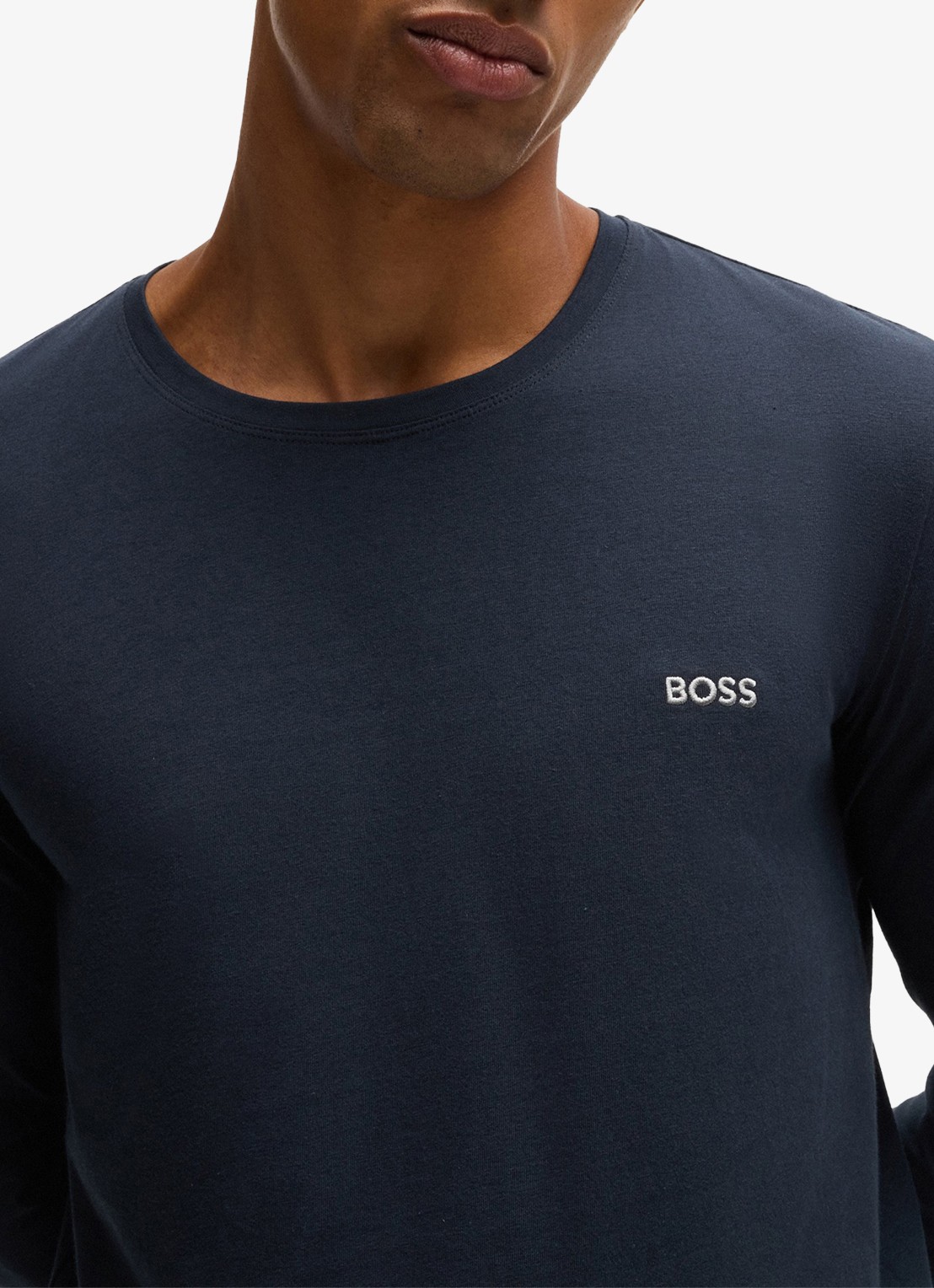 BOSS Mix&Match T-shirt met logoborduring - detail 5 donkerblauw