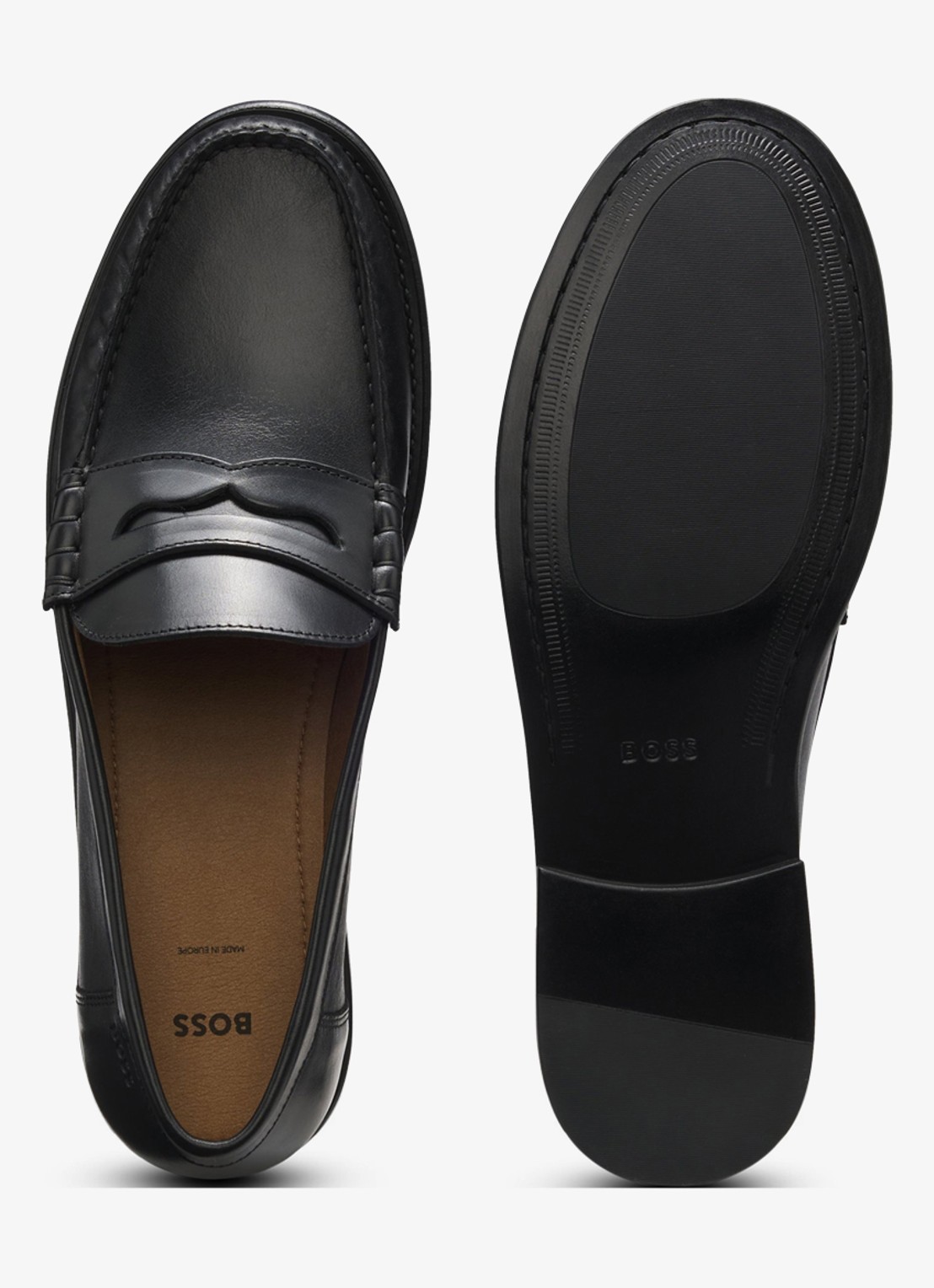 BOSS Mocassin van leer - achterkant zwart
