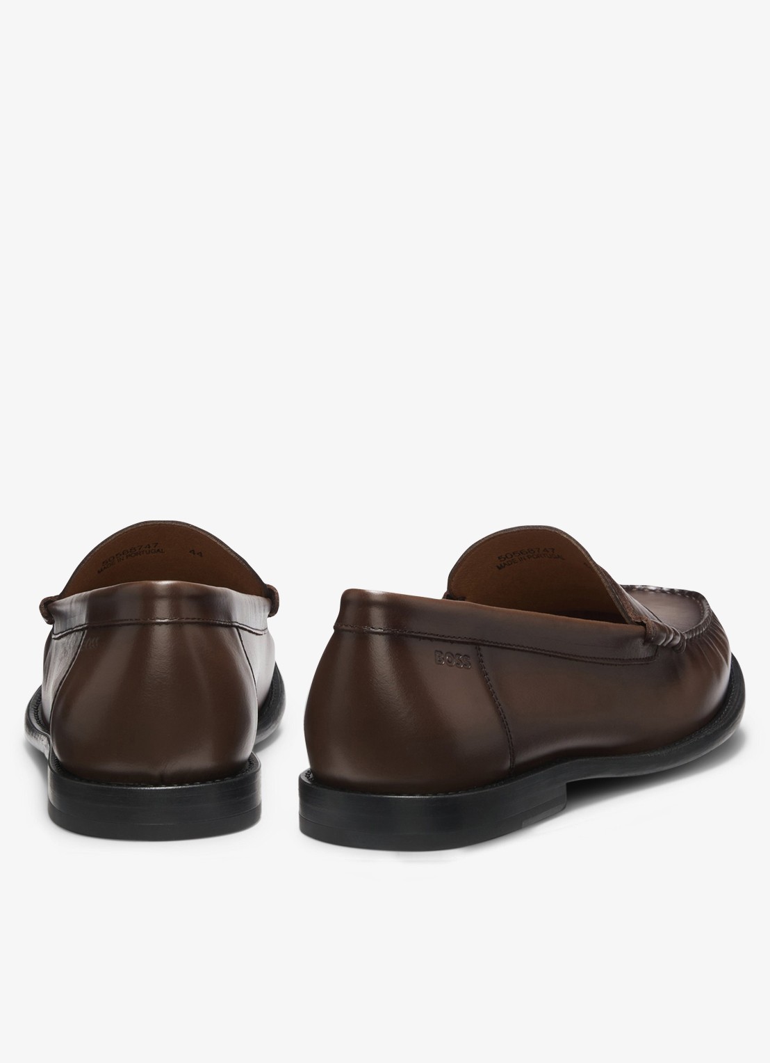 BOSS Mocassin van leer - achterkant donkerbruin