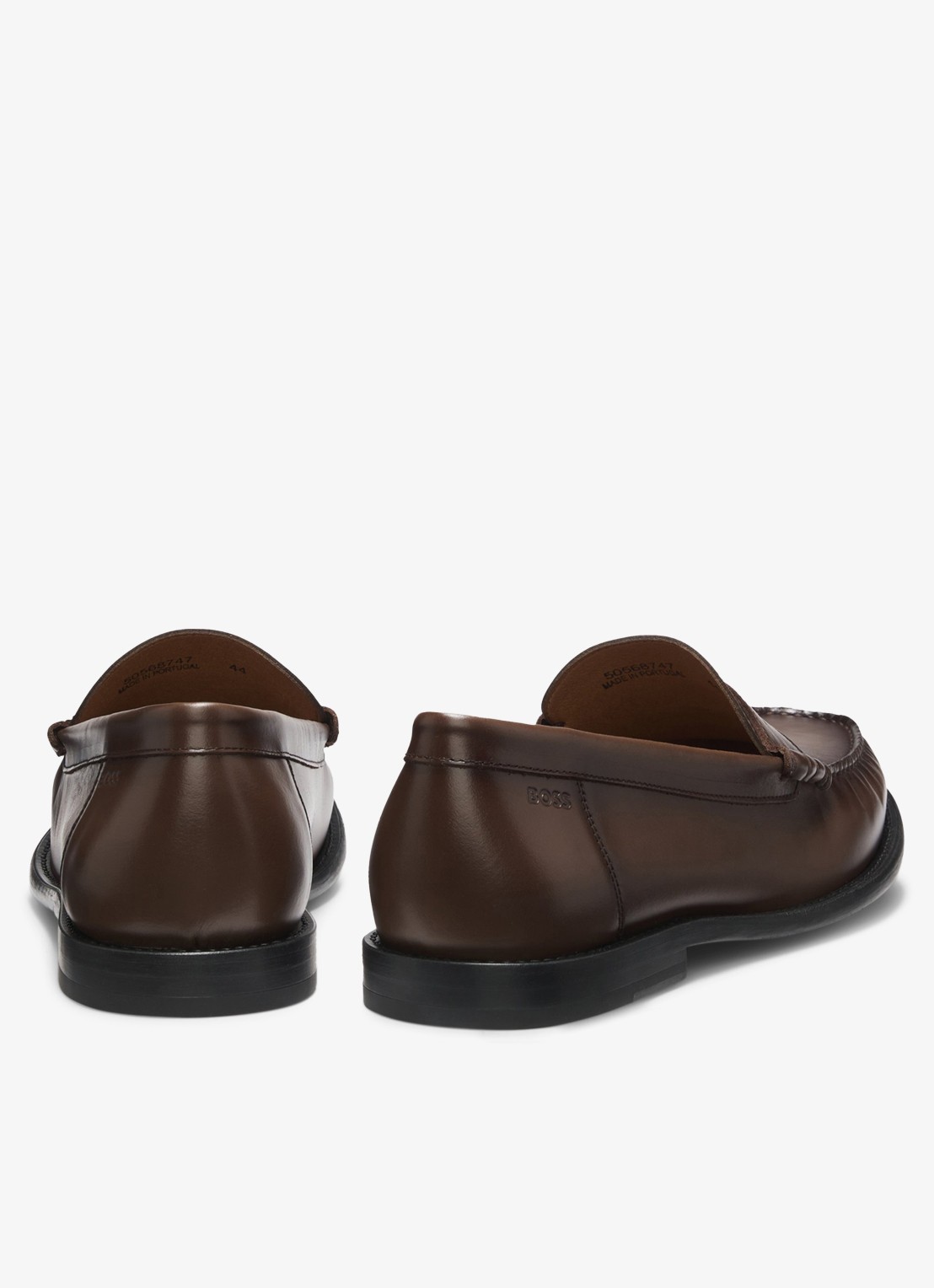 BOSS Mocassin van leer - achterkant 3 donkerbruin