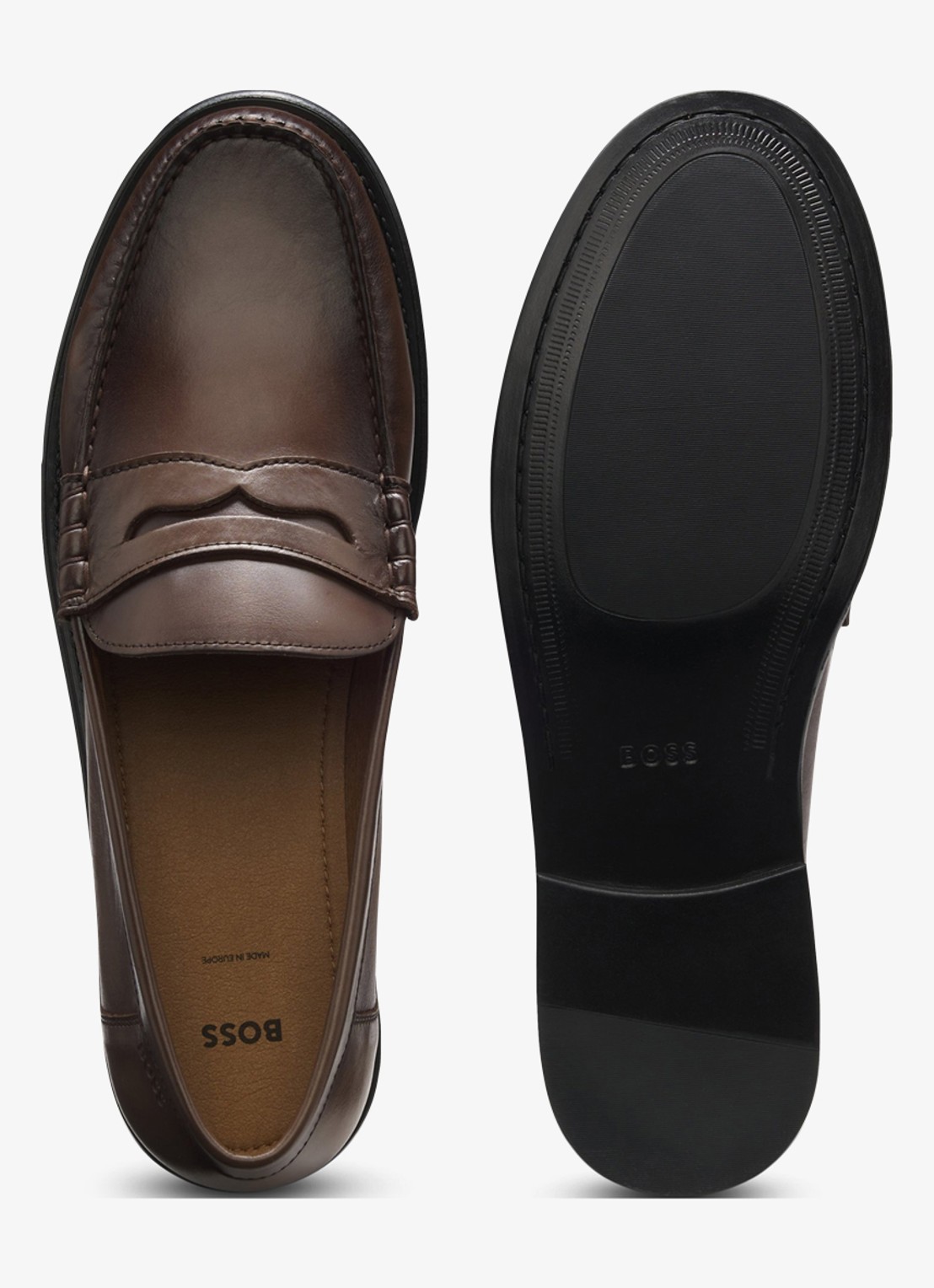 BOSS Mocassin van leer - detail 4 donkerbruin
