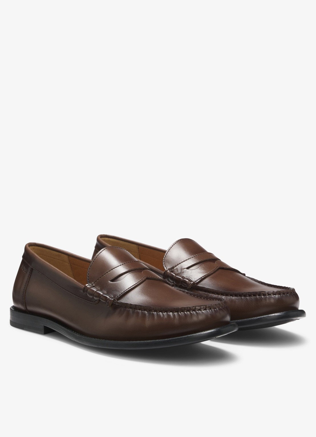 BOSS Mocassin van leer - detail 4 donkerbruin