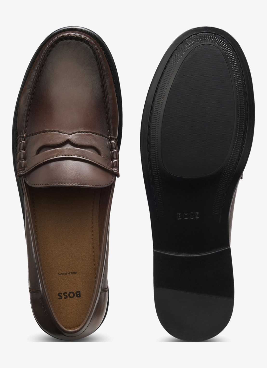 BOSS Mocassin van leer - detail 5 donkerbruin