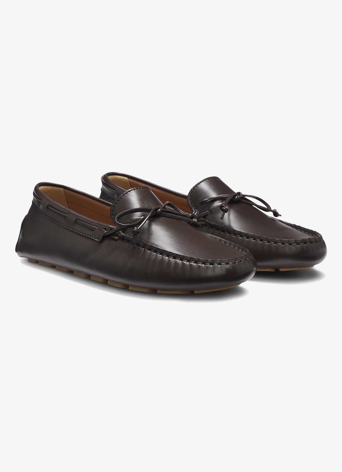 BOSS Mocassin van leer  - voorkant 5 bruin