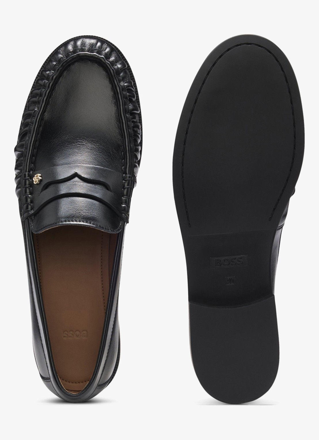BOSS Mocassin van leer - detail 5 zwart