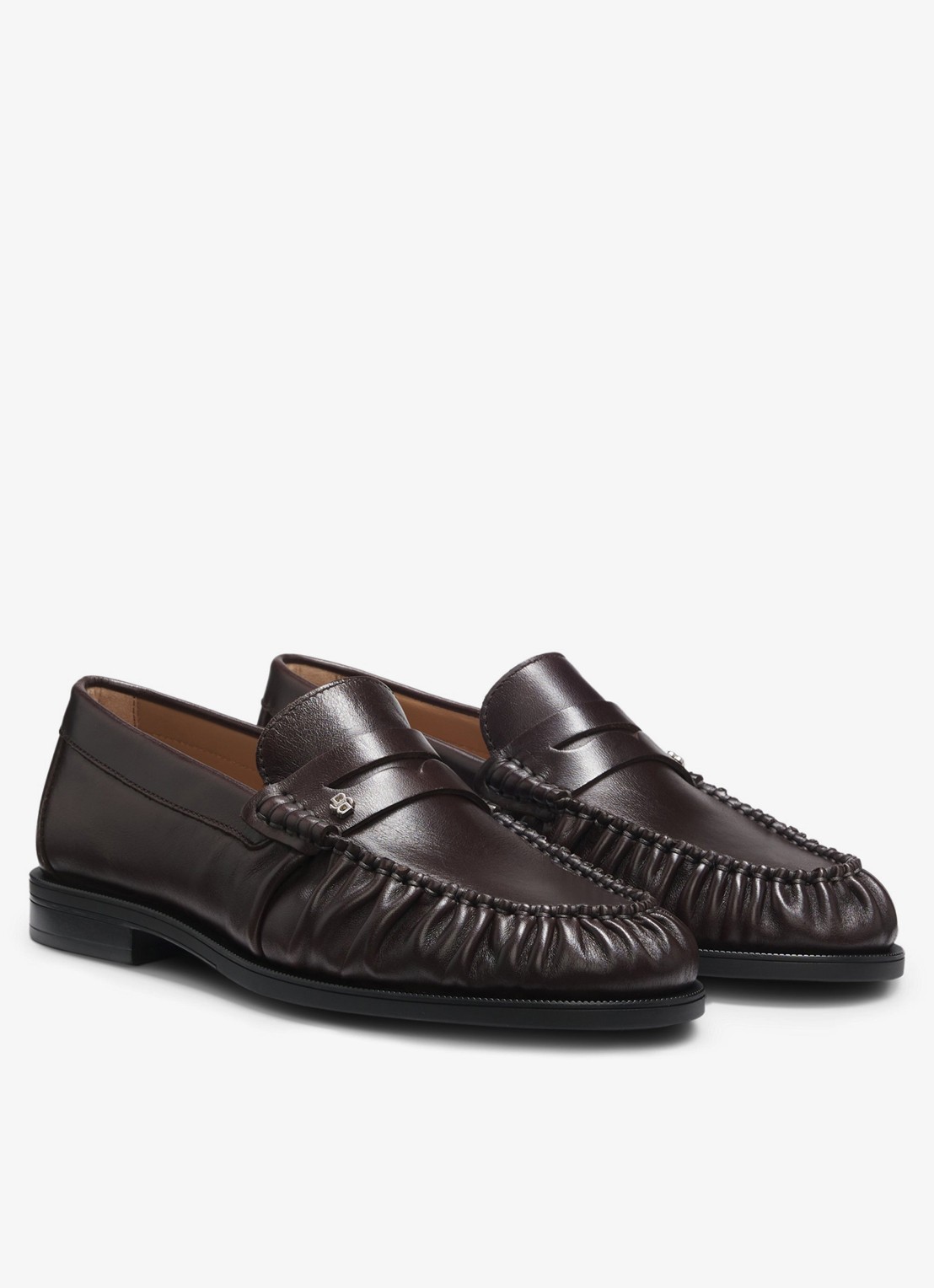 BOSS Mocassin van leer - detail dark brown-207 / bruin