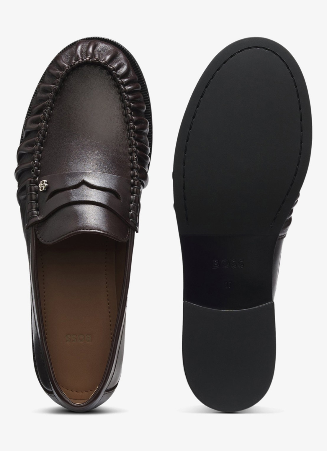 BOSS Mocassin van leer - detail 2 dark brown-207 / bruin