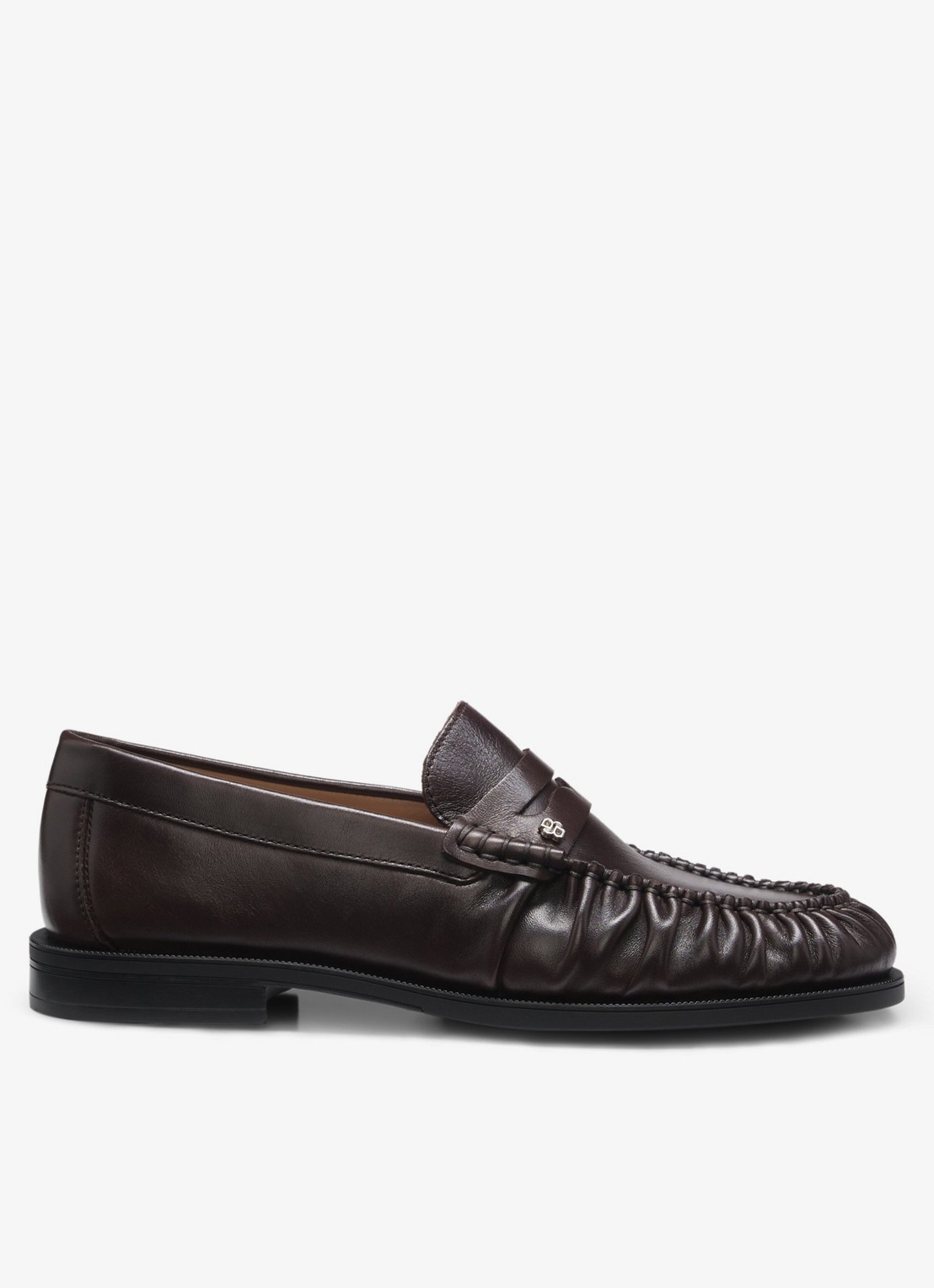 BOSS Mocassin van leer - voorkant 4 dark brown-207 / bruin