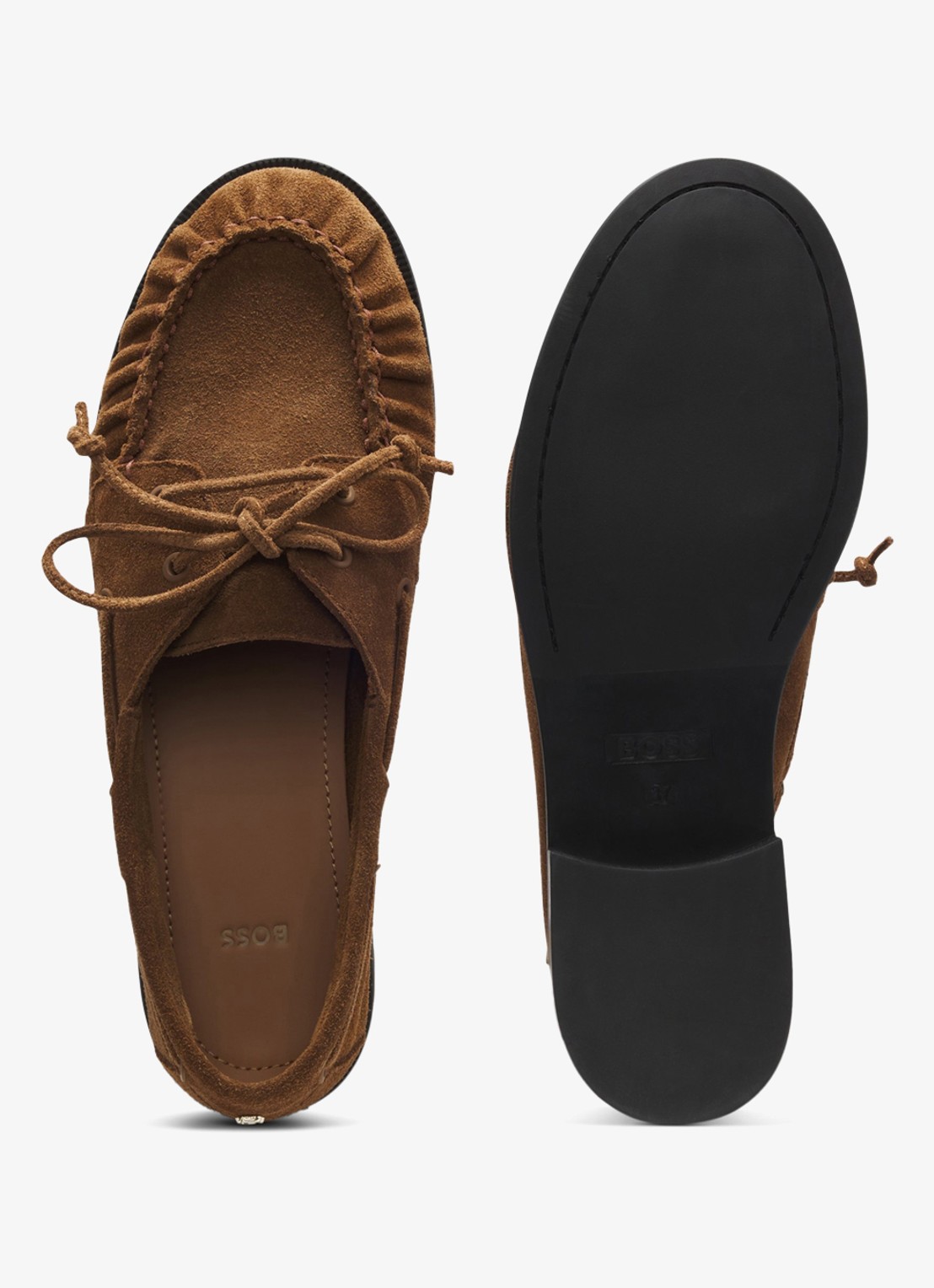 BOSS Mocassins met gestrikt detail - detail 5 hazelnootbruin