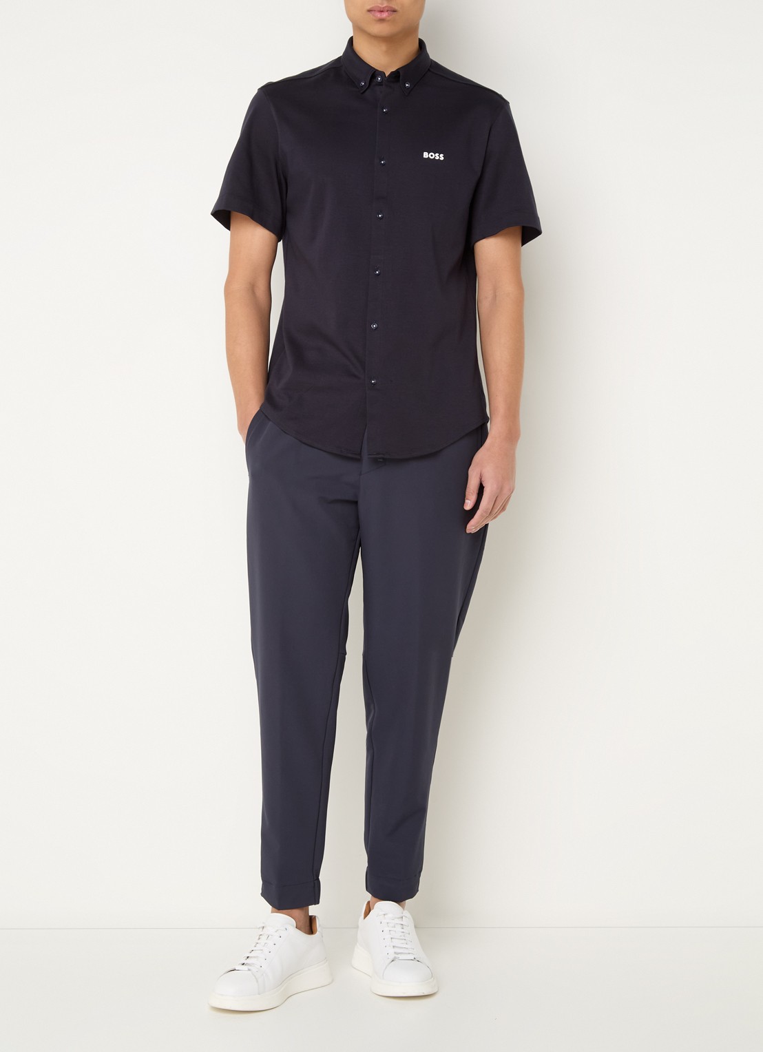 BOSS Motion regular fit overhemd met logo - voorkant 3 donkerblauw