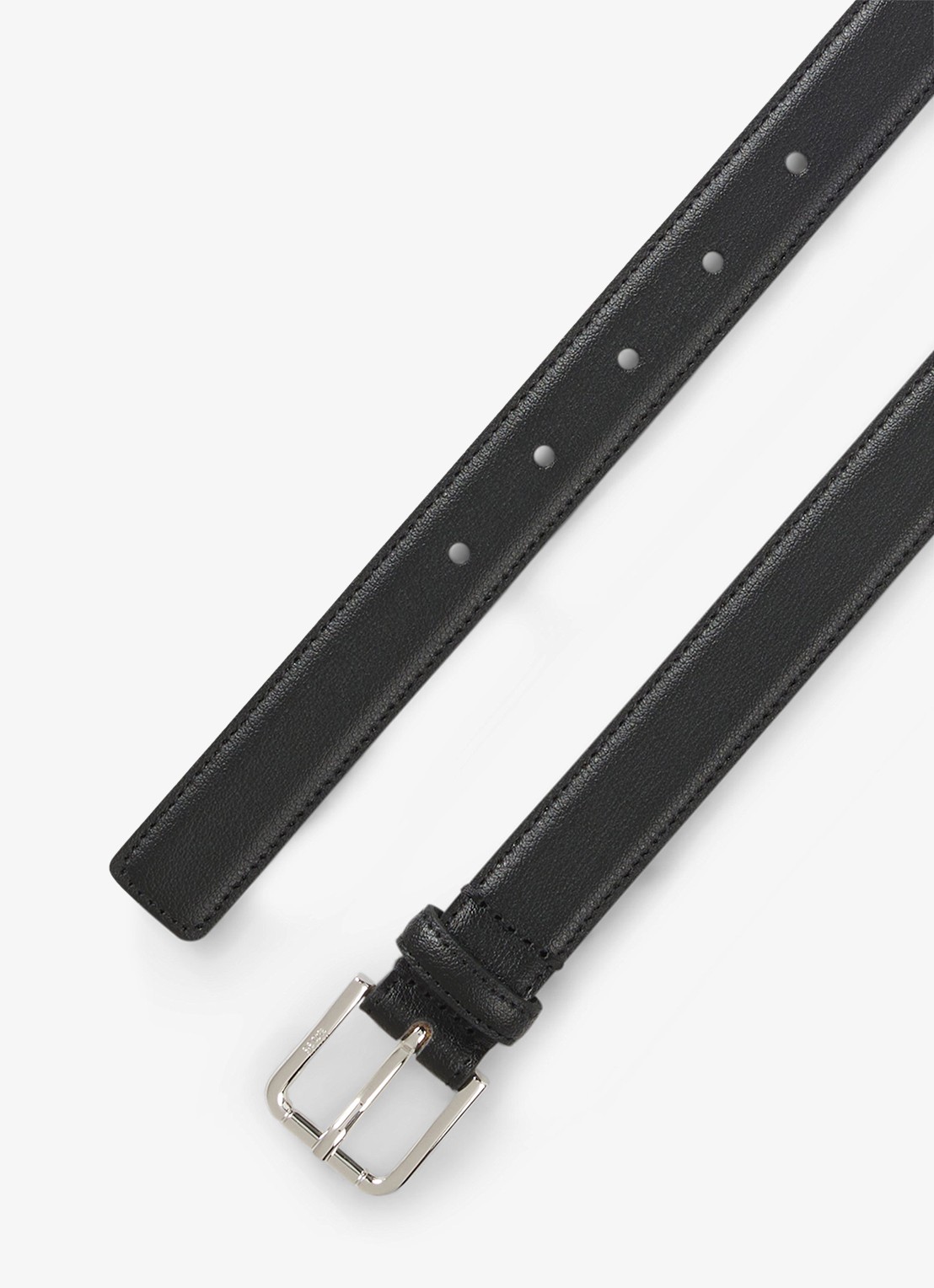 BOSS Navy riem van leer  - detail 4 zwart