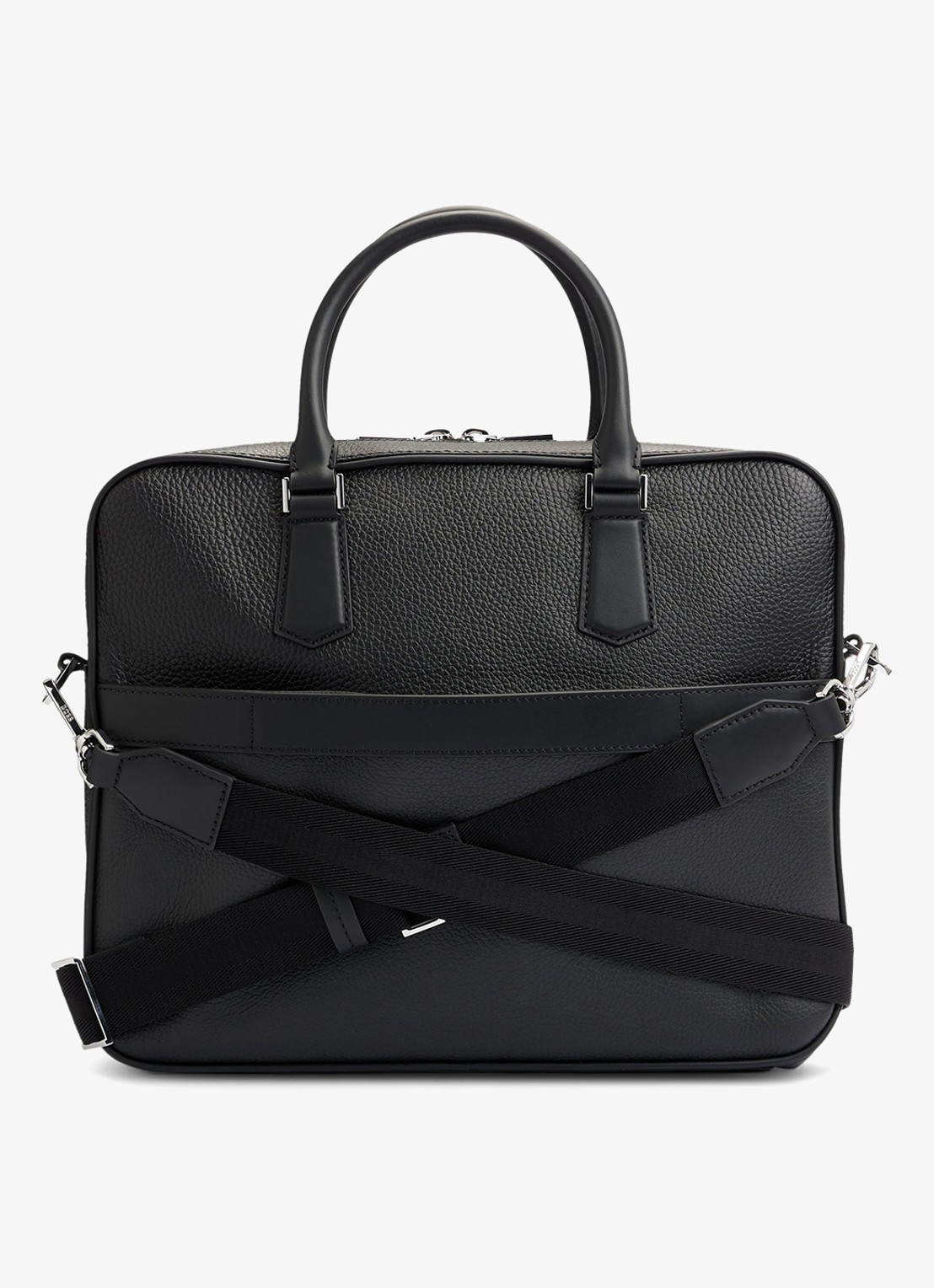 BOSS New Crosstown businesstas van leer met 15 inch laptopvak - achterkant zwart