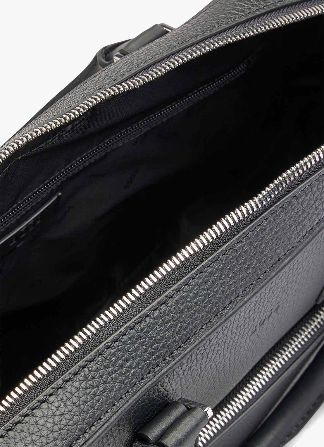 BOSS New Crosstown businesstas van leer met 15 inch laptopvak - detail 4 zwart