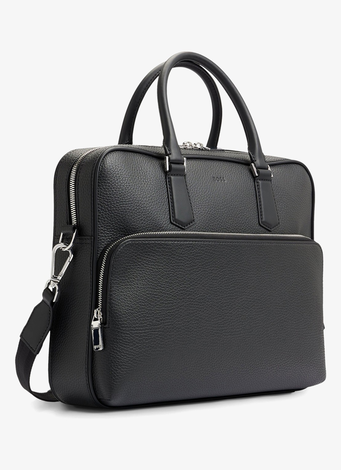 BOSS New Crosstown businesstas van leer met 15 inch laptopvak - detail 5 zwart