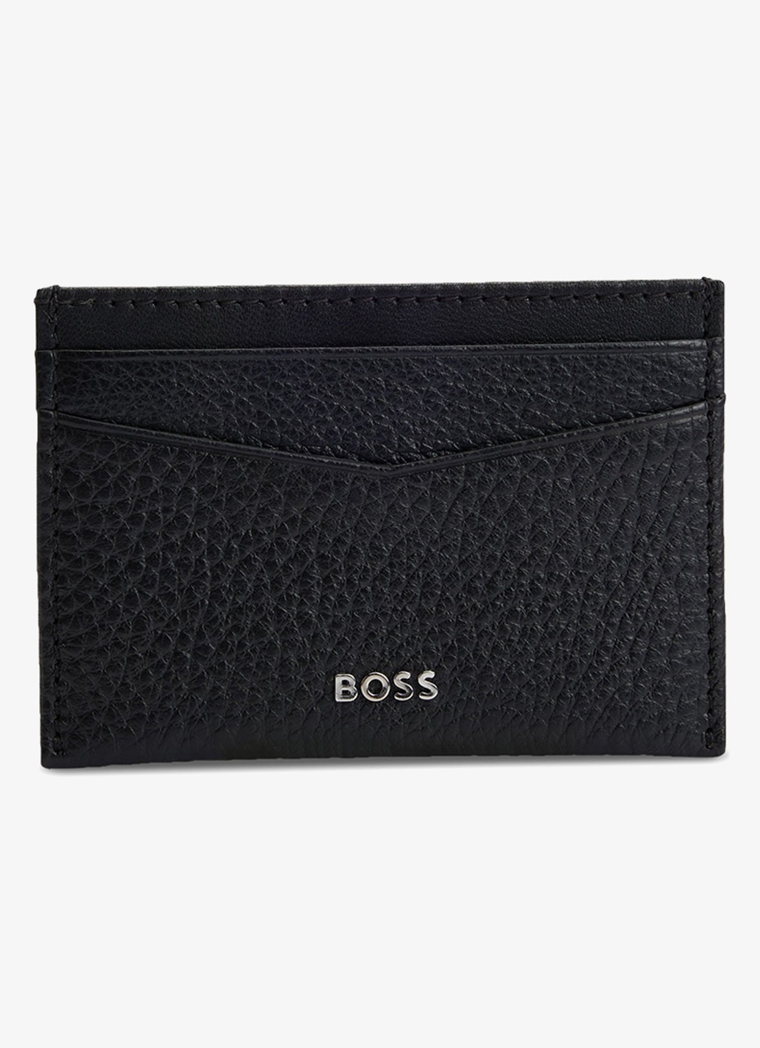 BOSS New Crosstown pasjeshouder van leer - voorkant zwart