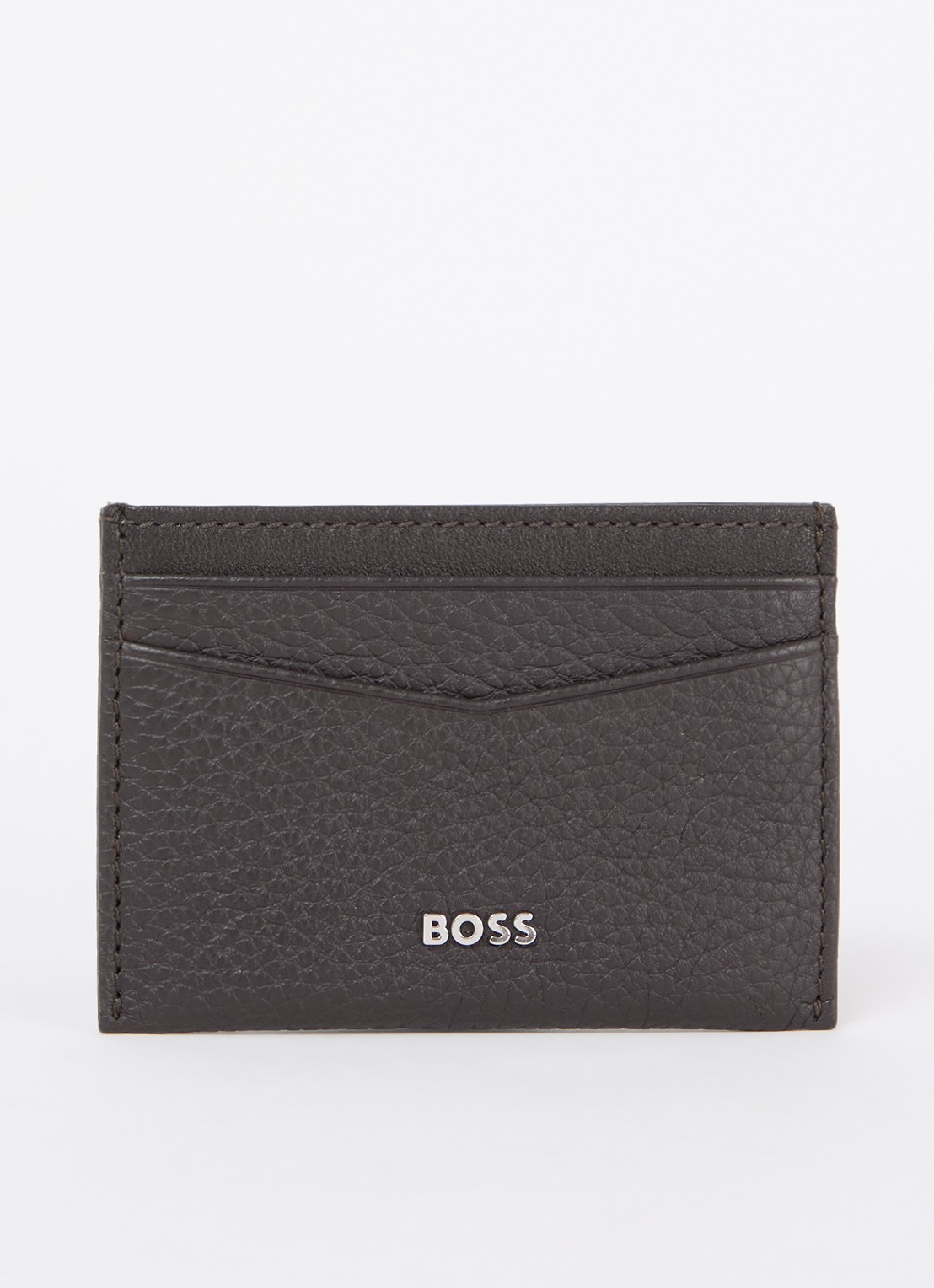 BOSS New Crosstown pasjeshouder van leer - voorkant donkerbruin