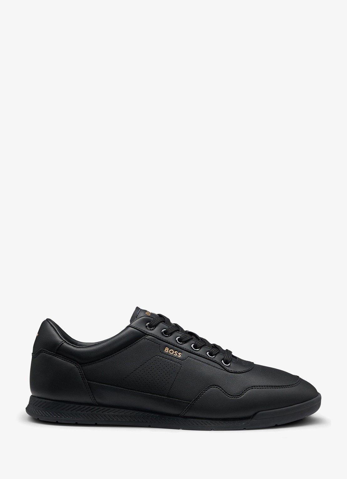 BOSS Nitan sneaker van leer - voorkant zwart