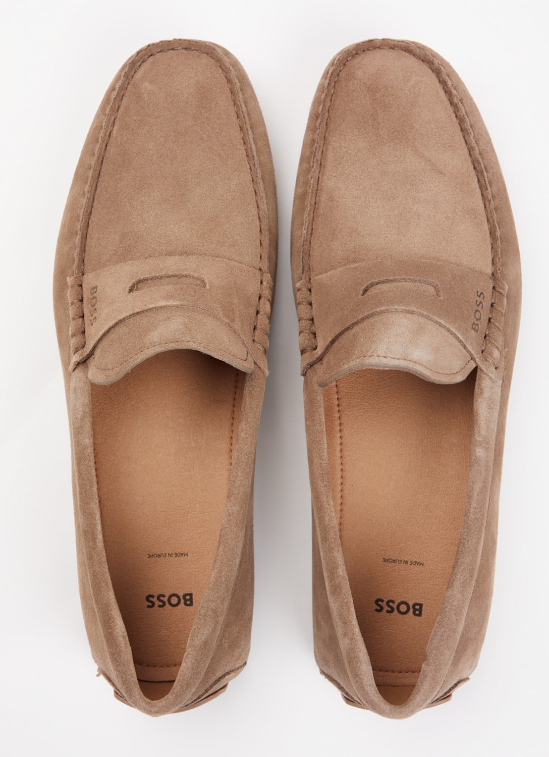 BOSS Noel mocassin van suède - detail 4 donkerbeige