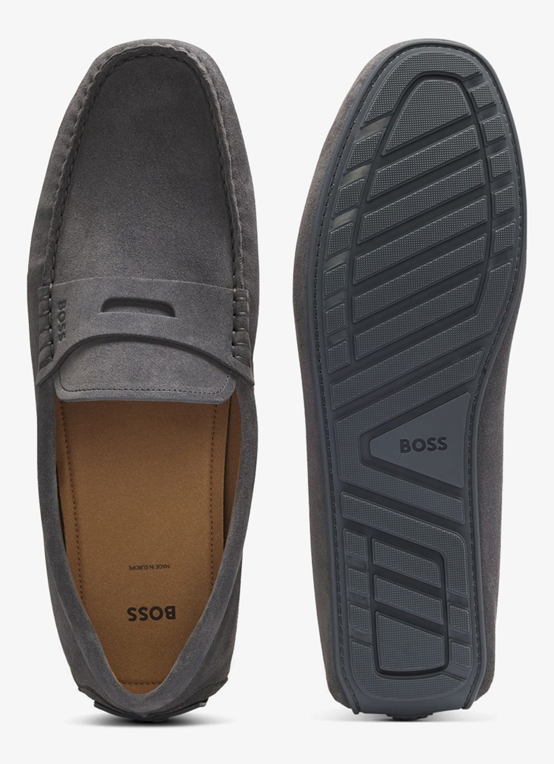 BOSS Noel mocassin van suède - detail 8 donkergrijs