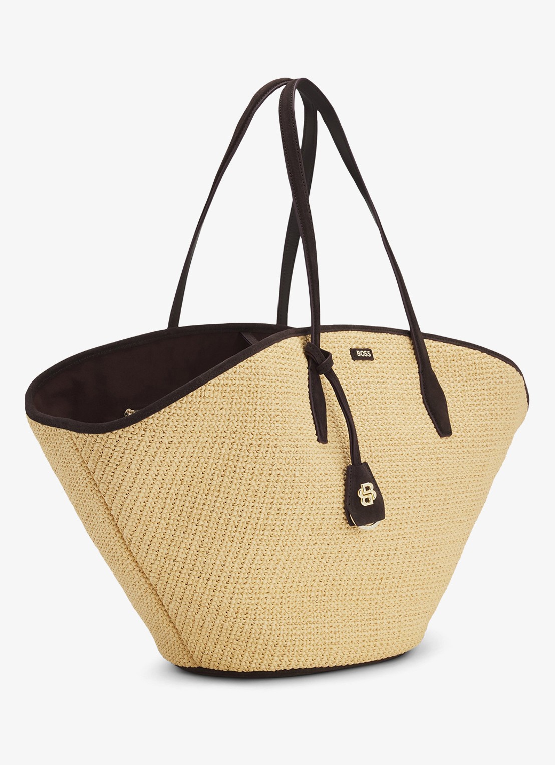 BOSS Numah Maxi strandtas met gevlochten detail - detail 4 open white-116 / wit
