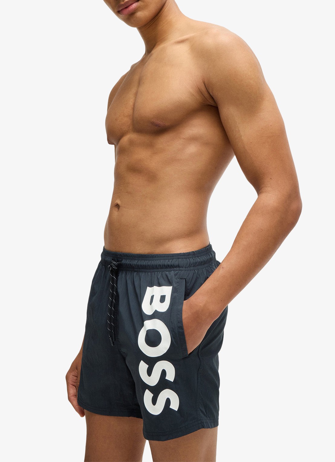 BOSS Octopus zwemshorts met logoprint en steekzakken - detail 3 zwart