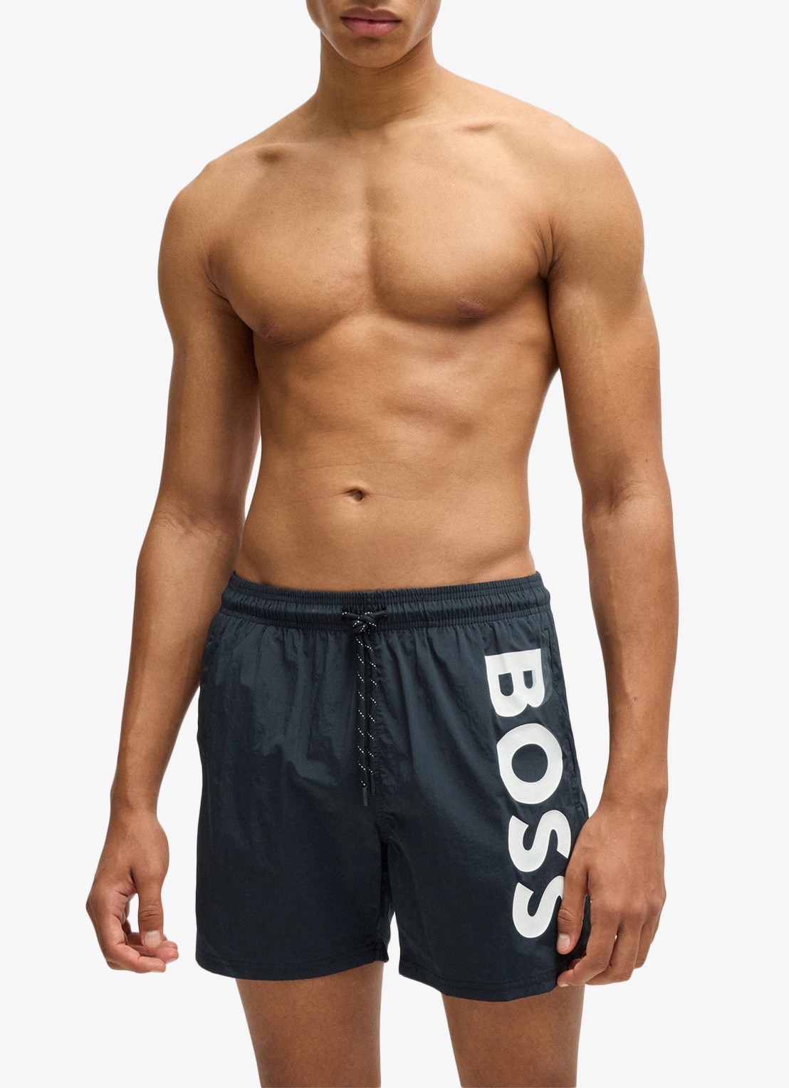 BOSS Octopus zwemshorts met logoprint en steekzakken - voorkant 2 zwart
