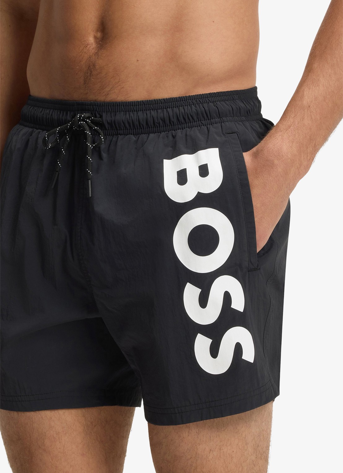 BOSS Octopus zwemshorts met logoprint en steekzakken - detail 6 zwart