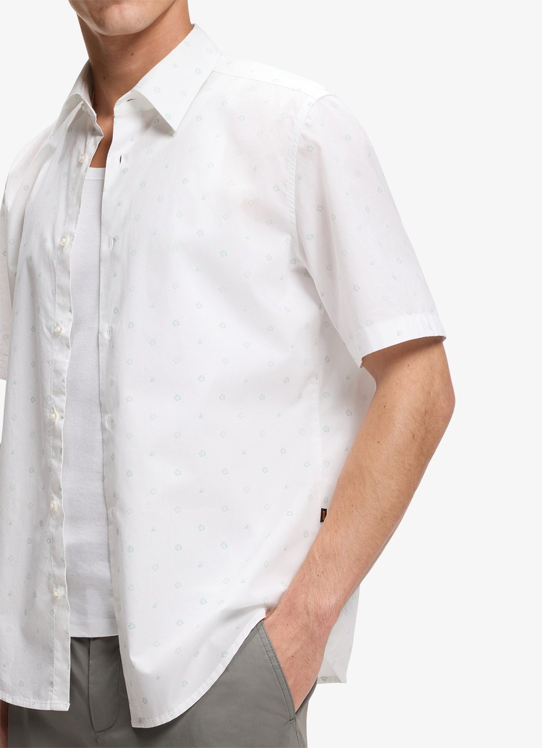 BOSS Overhemd met grafische print - detail 5 white-100 / wit