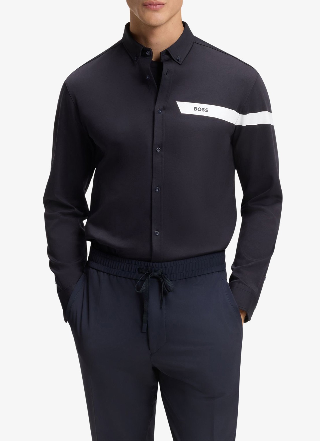 BOSS Overhemd met logo  - detail 3 donkerblauw