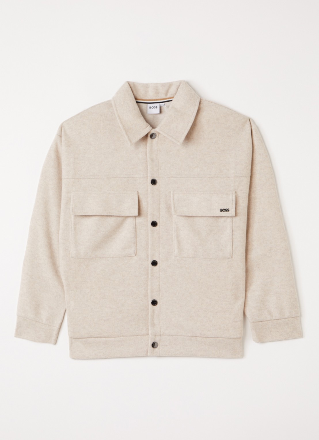 BOSS Overshirt in wolblend  - voorkant 2 beige