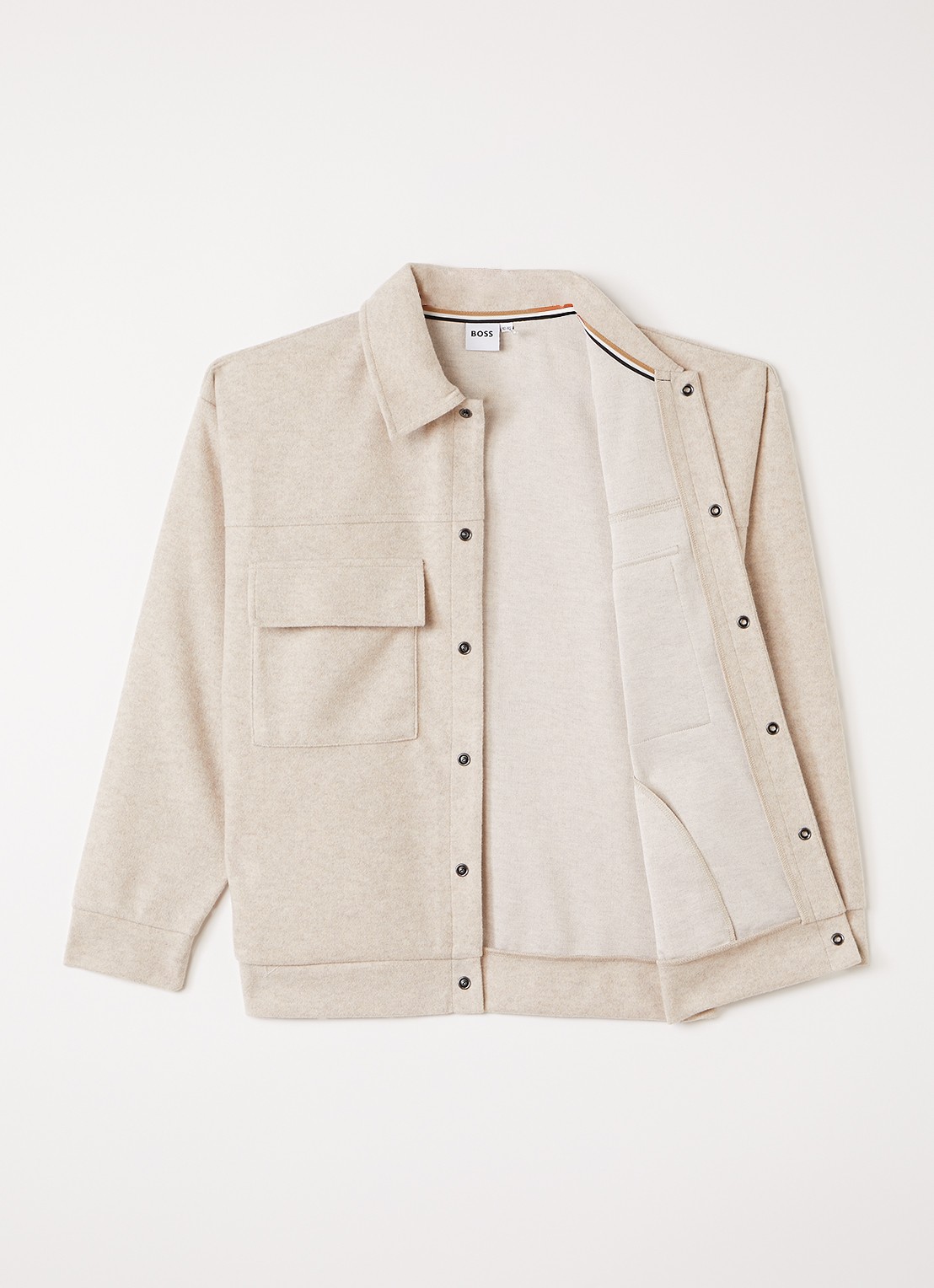 BOSS Overshirt in wolblend  - voorkant 3 beige