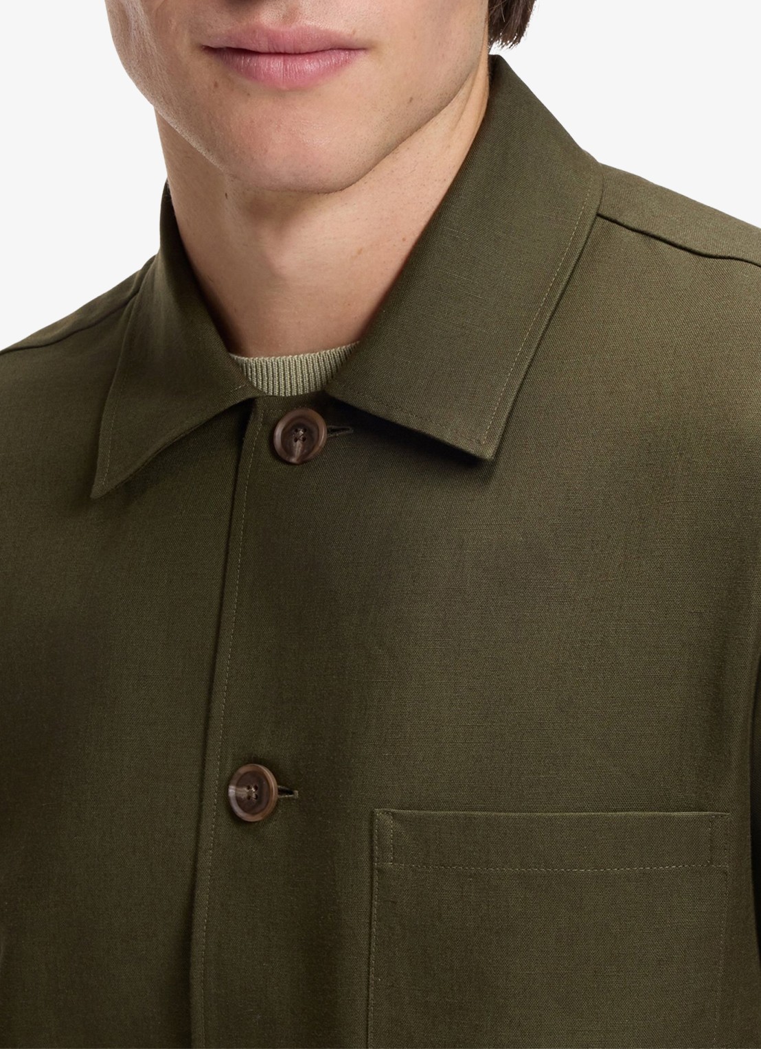 BOSS Overshirt met borstzak - detail 5 khaki