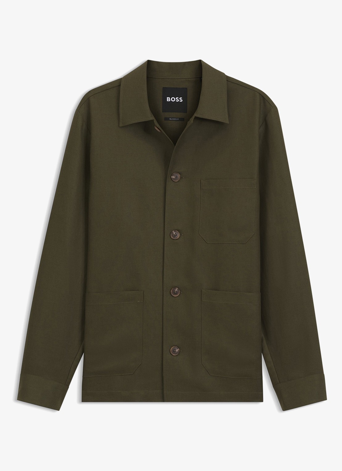 BOSS Overshirt met borstzak - voorkant 2 khaki