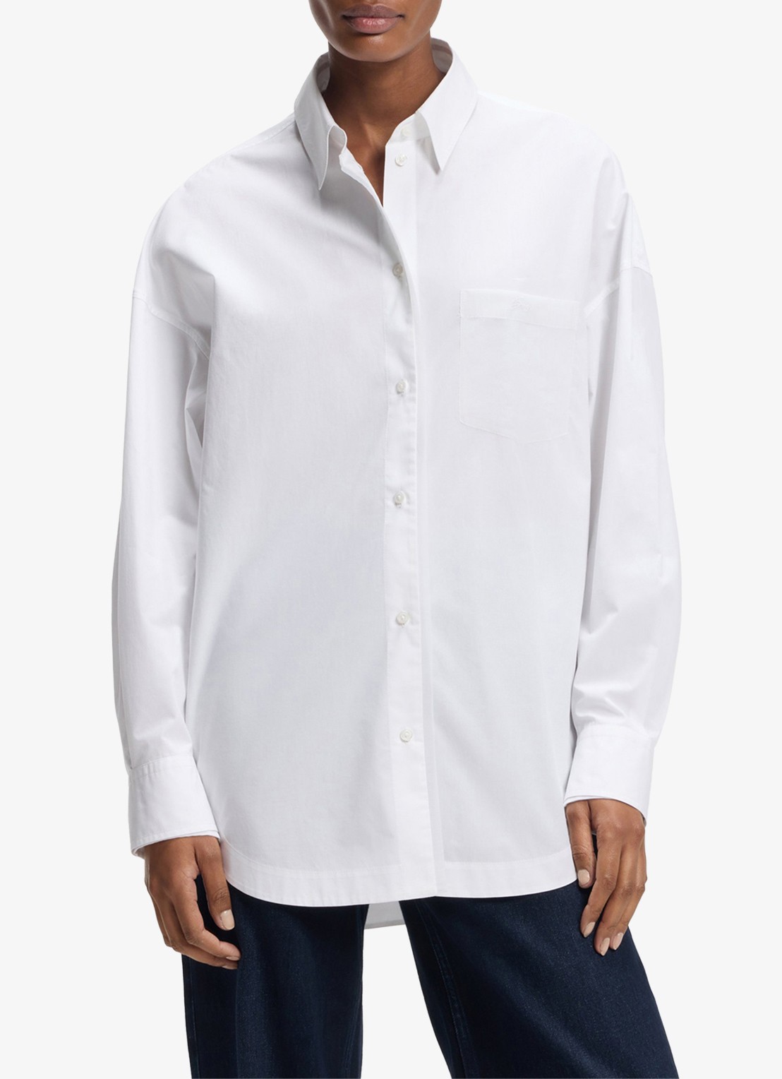 BOSS Oversized blouse met kraag - detail 3 wit