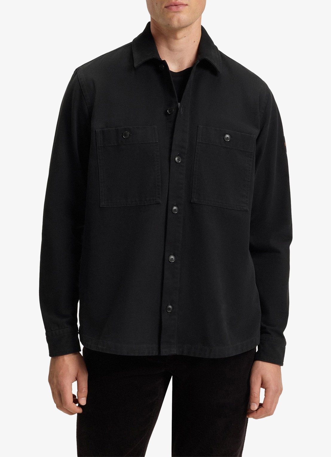 BOSS Oversized fit overshirt van piqué katoen - detail 3 zwart