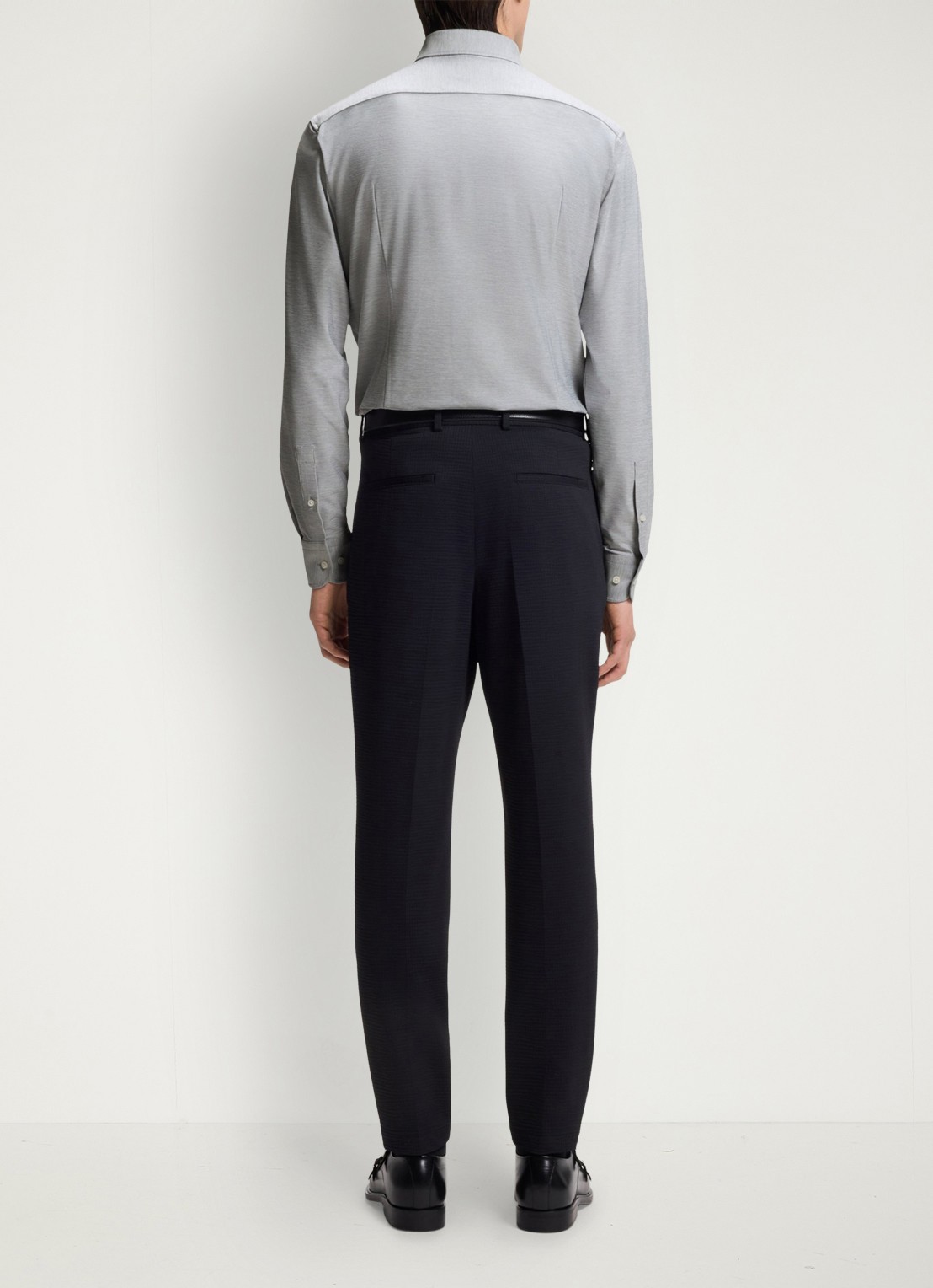 BOSS P-HANK-K-261 slim fit overhemd met gemêleerd dessin - achterkant 6 open grey-072 / grijs