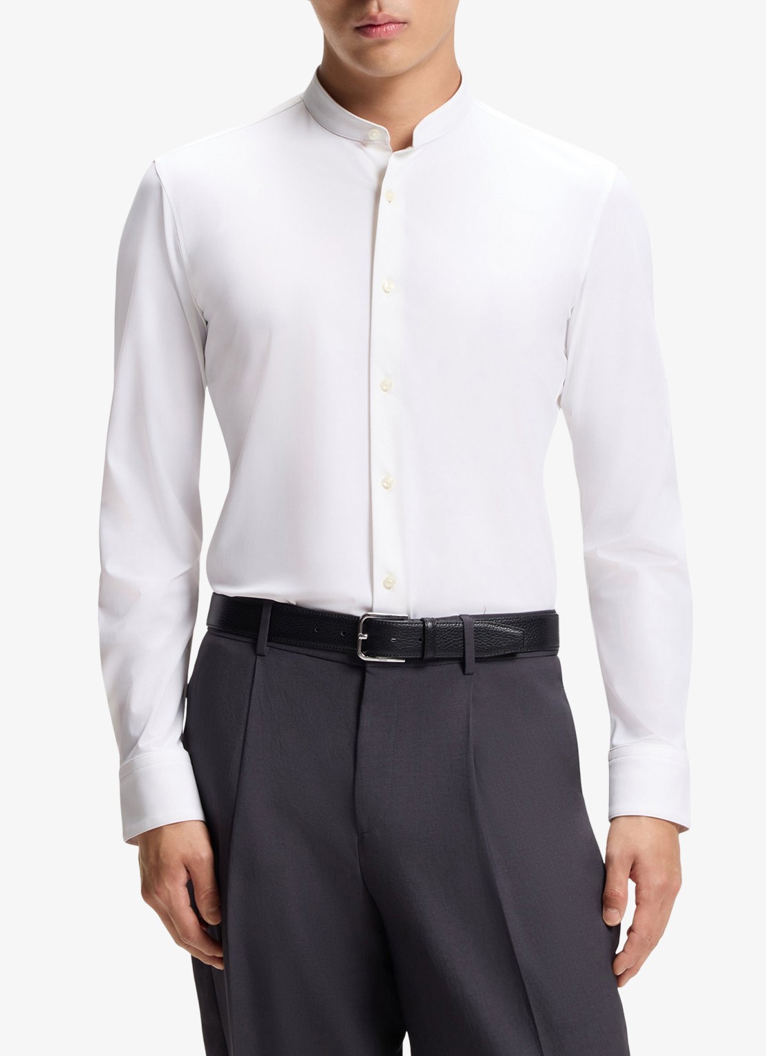 BOSS P-Hank slim fit overhemd met stretch - detail 4 wit