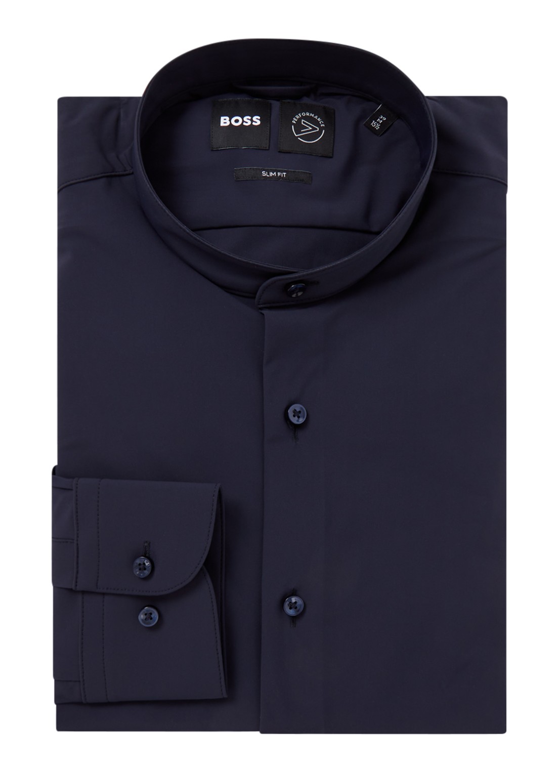 BOSS P-Hank slim fit overhemd met stretch - voorkant donkerblauw