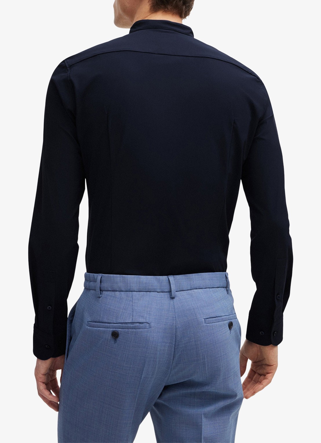 BOSS P-Hank slim fit overhemd met stretch - achterkant 5 donkerblauw