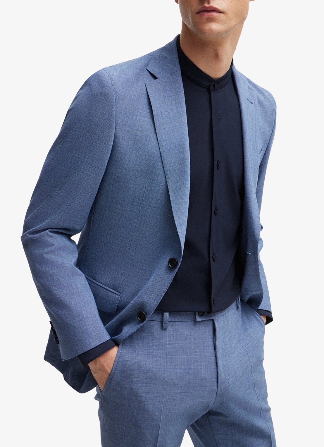 BOSS P-Hank slim fit overhemd met stretch - detail 10 donkerblauw