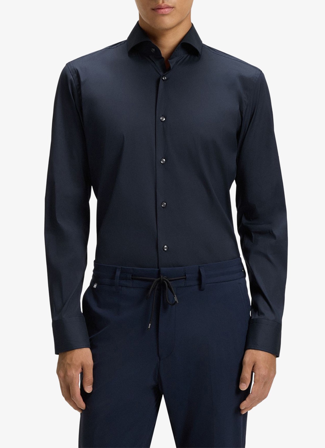 BOSS P-Hank-Spread slim fit overhemd - detail blauw