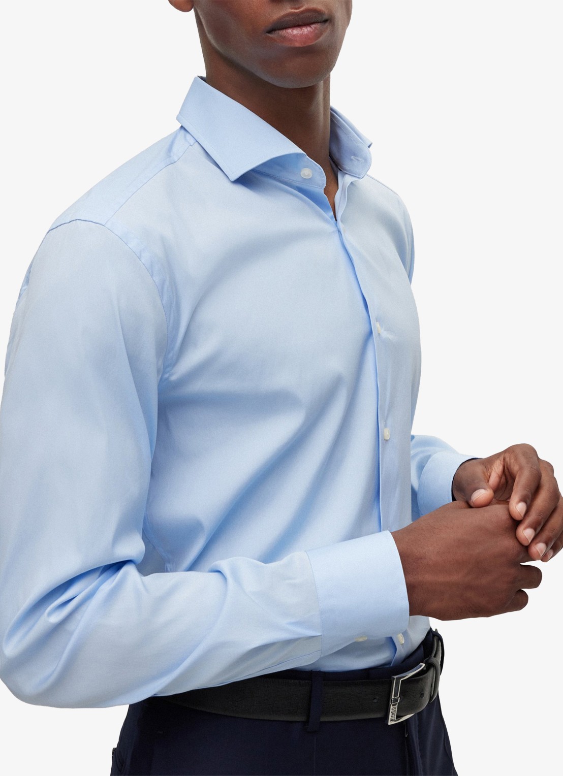 BOSS P-Hank-Spread slim fit overhemd - detail 5 lichtblauw