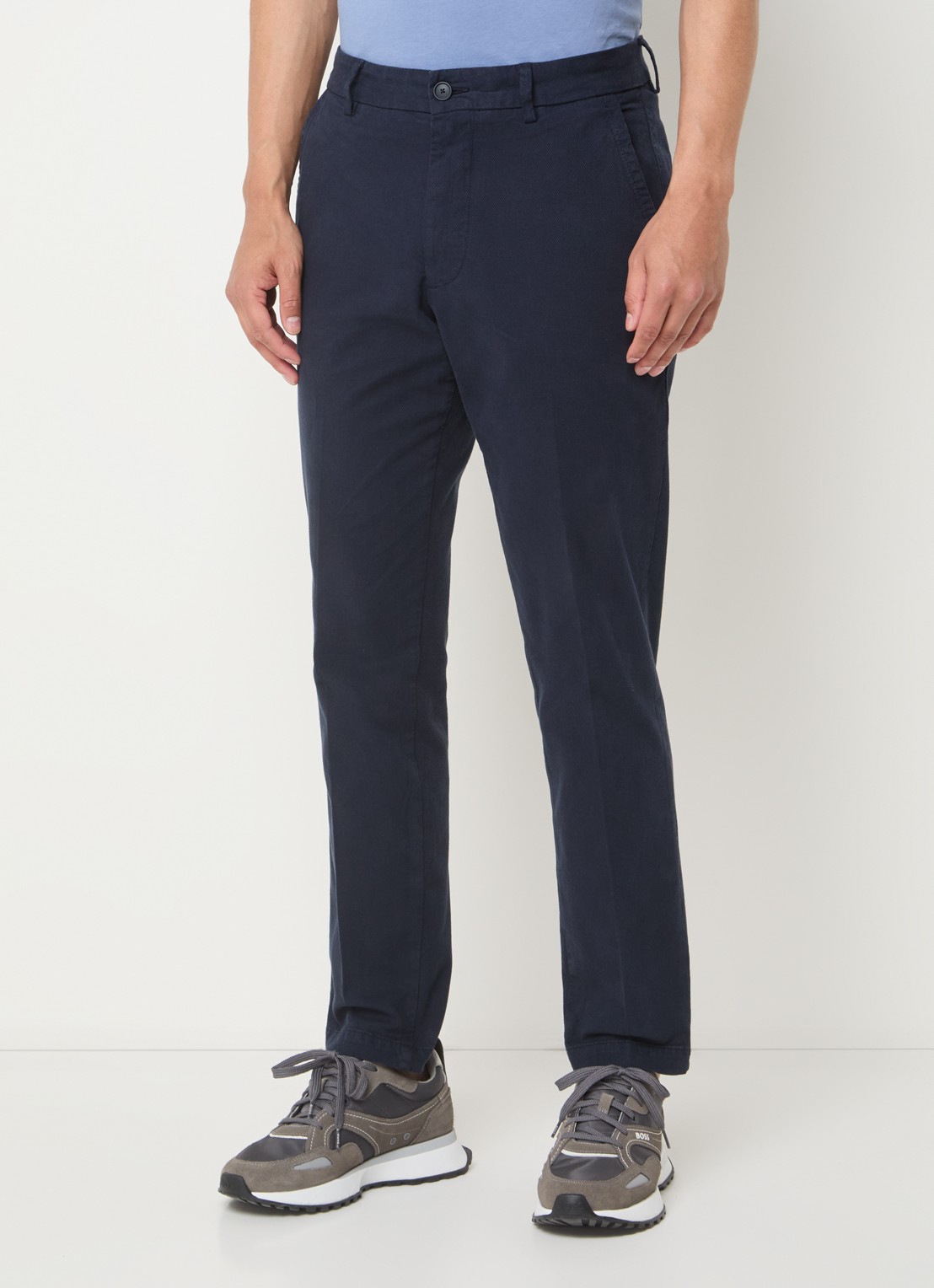 BOSS P-Kaiton slim fit chino  - detail donkerblauw