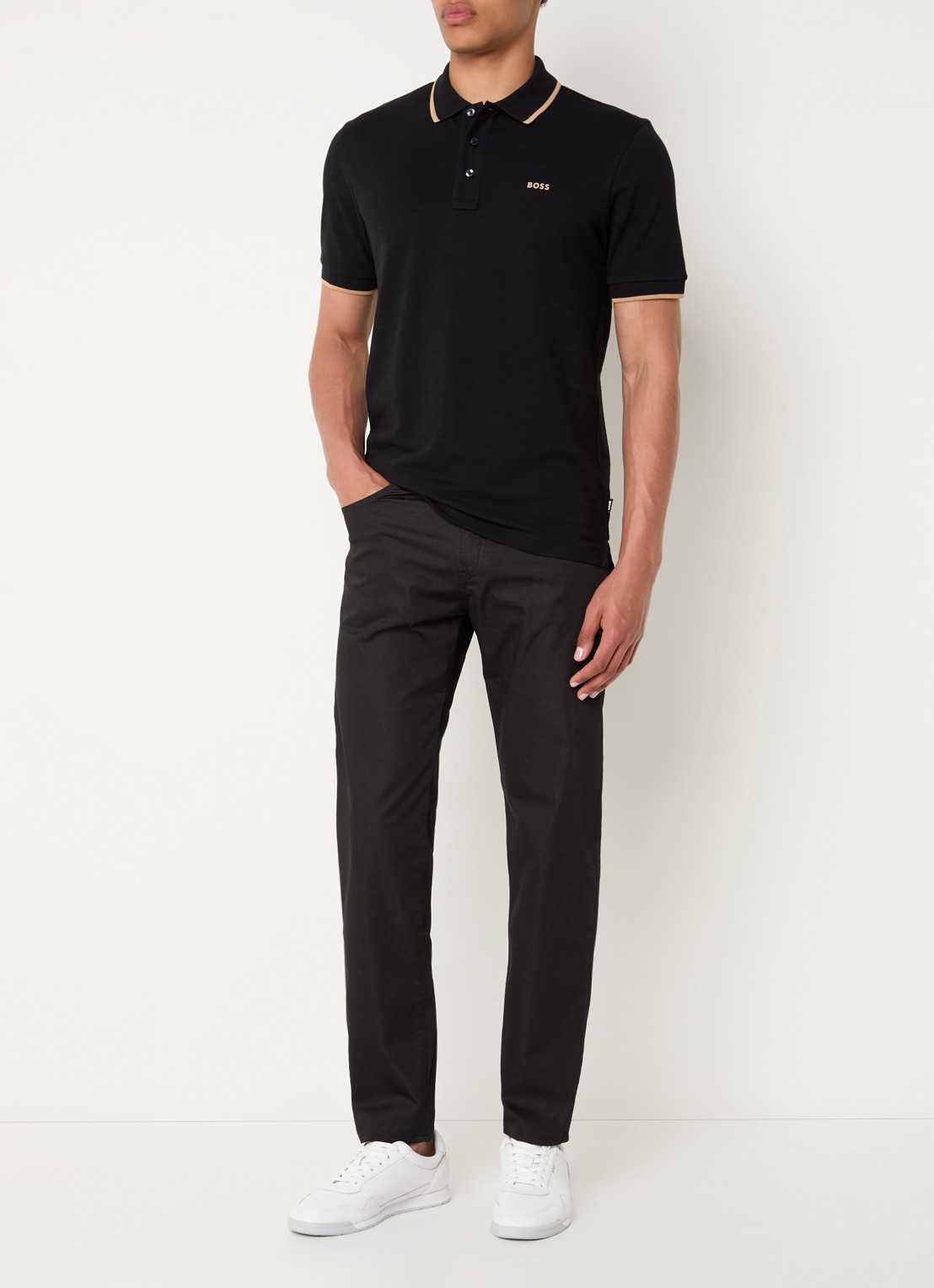BOSS P-Re.Maine5 slim fit chino met steekzakken - voorkant 5 zwart