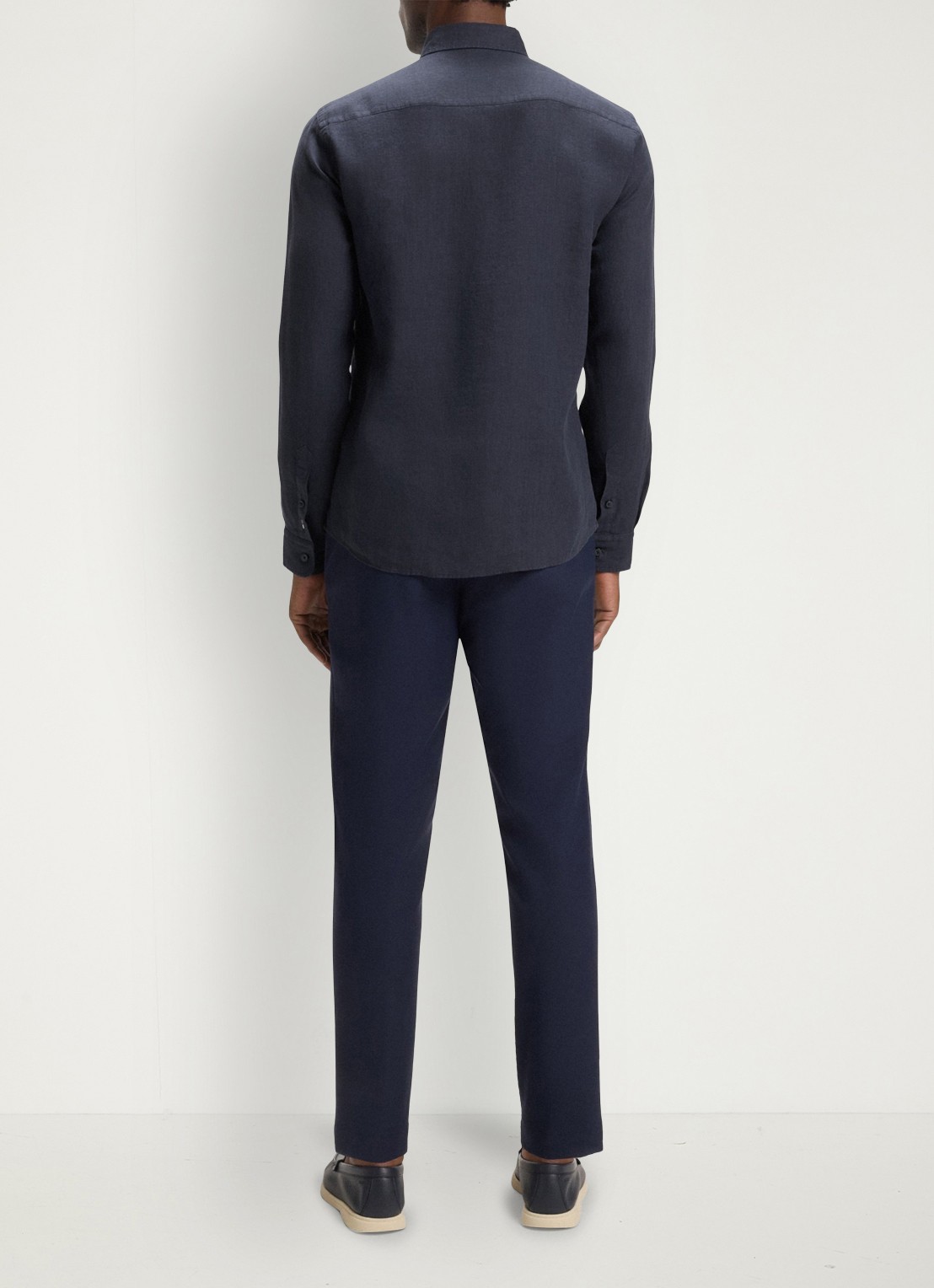 BOSS P-Roan slim fit overhemd van linnen - achterkant 6 donkerblauw