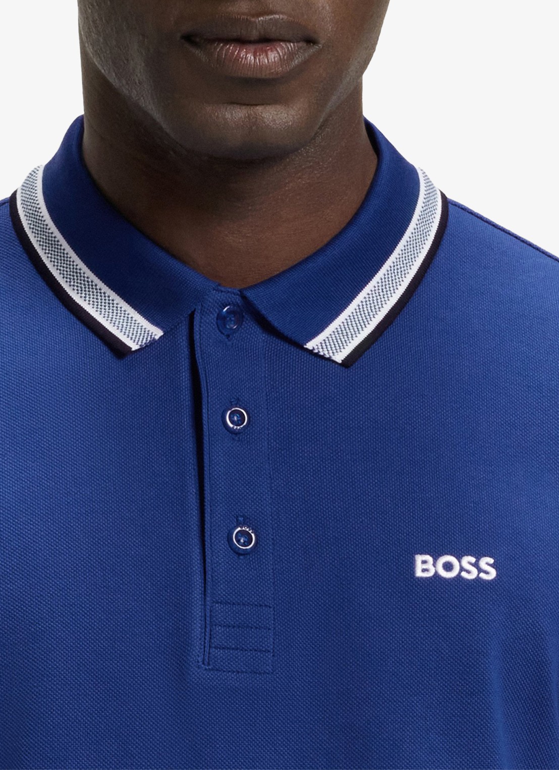 BOSS Paddy-polo van katoenpiqué - detail 4 medium blue-420 / blauw