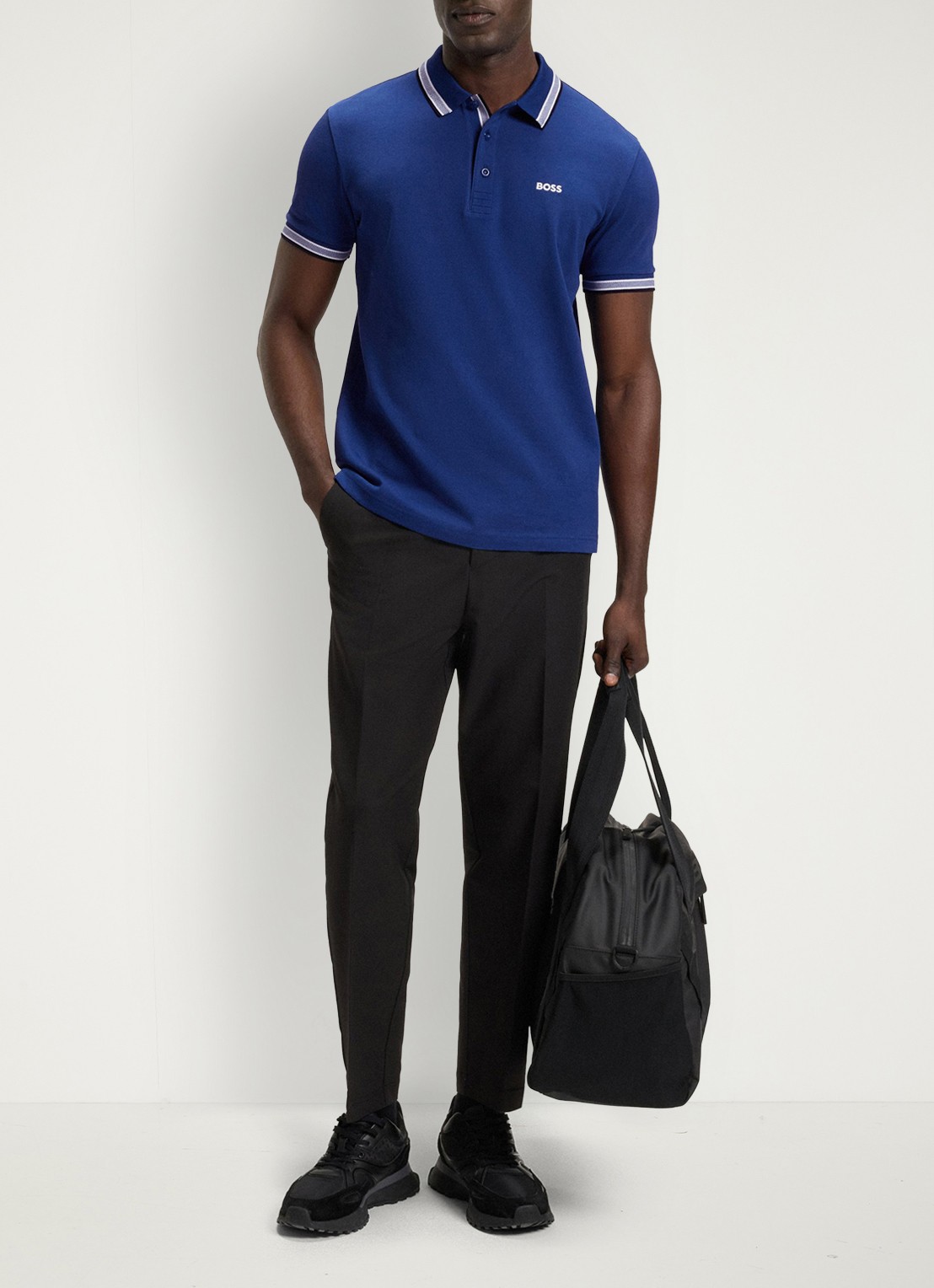 BOSS Paddy-polo van katoenpiqué - voorkant 2 medium blue-420 / blauw