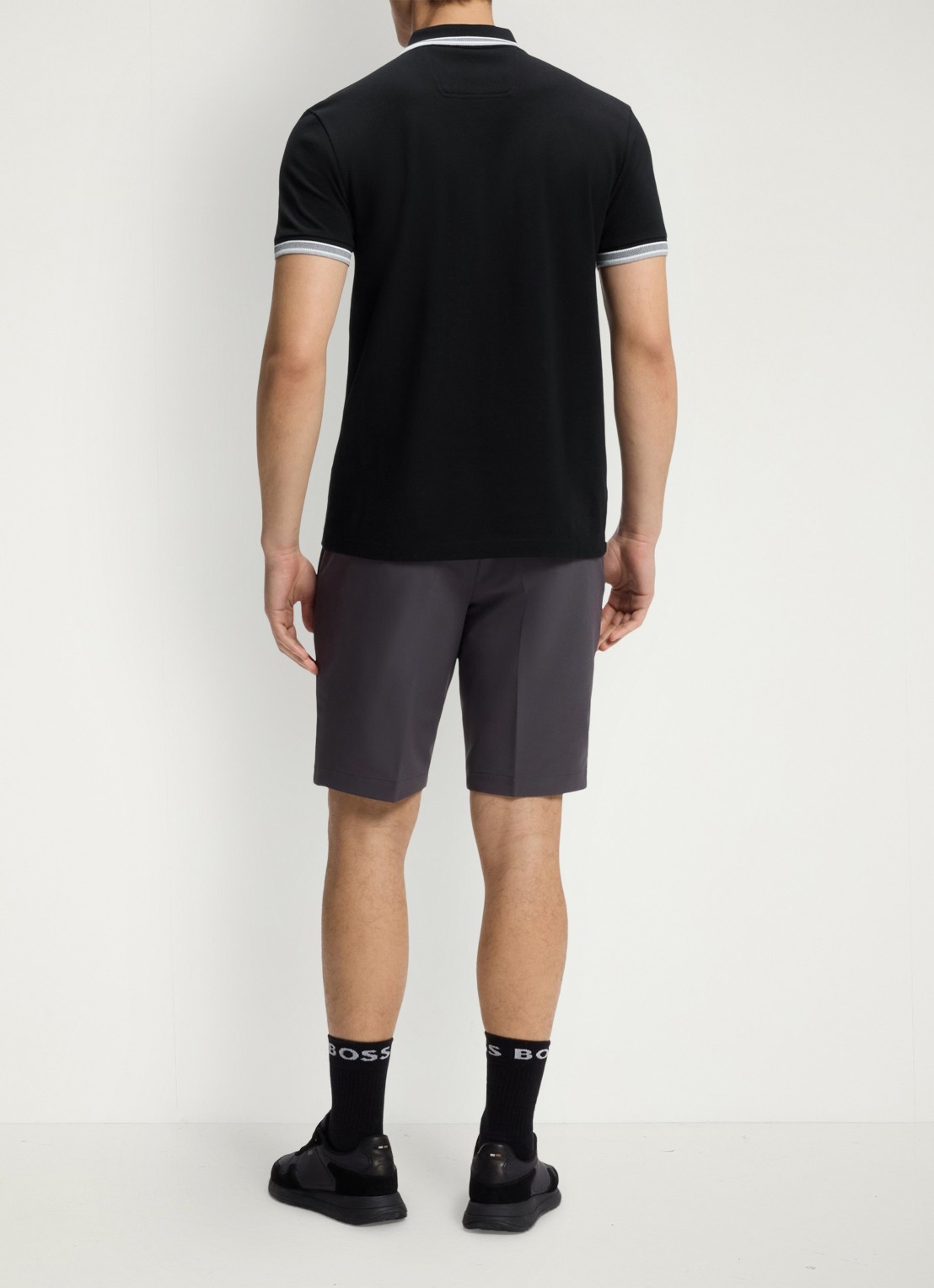 BOSS Paddy-polo van katoenpiqué - achterkant 6 black-001 / zwart